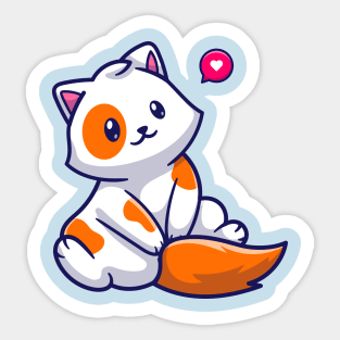 Cute Cat Sitting Cartoon Sticker